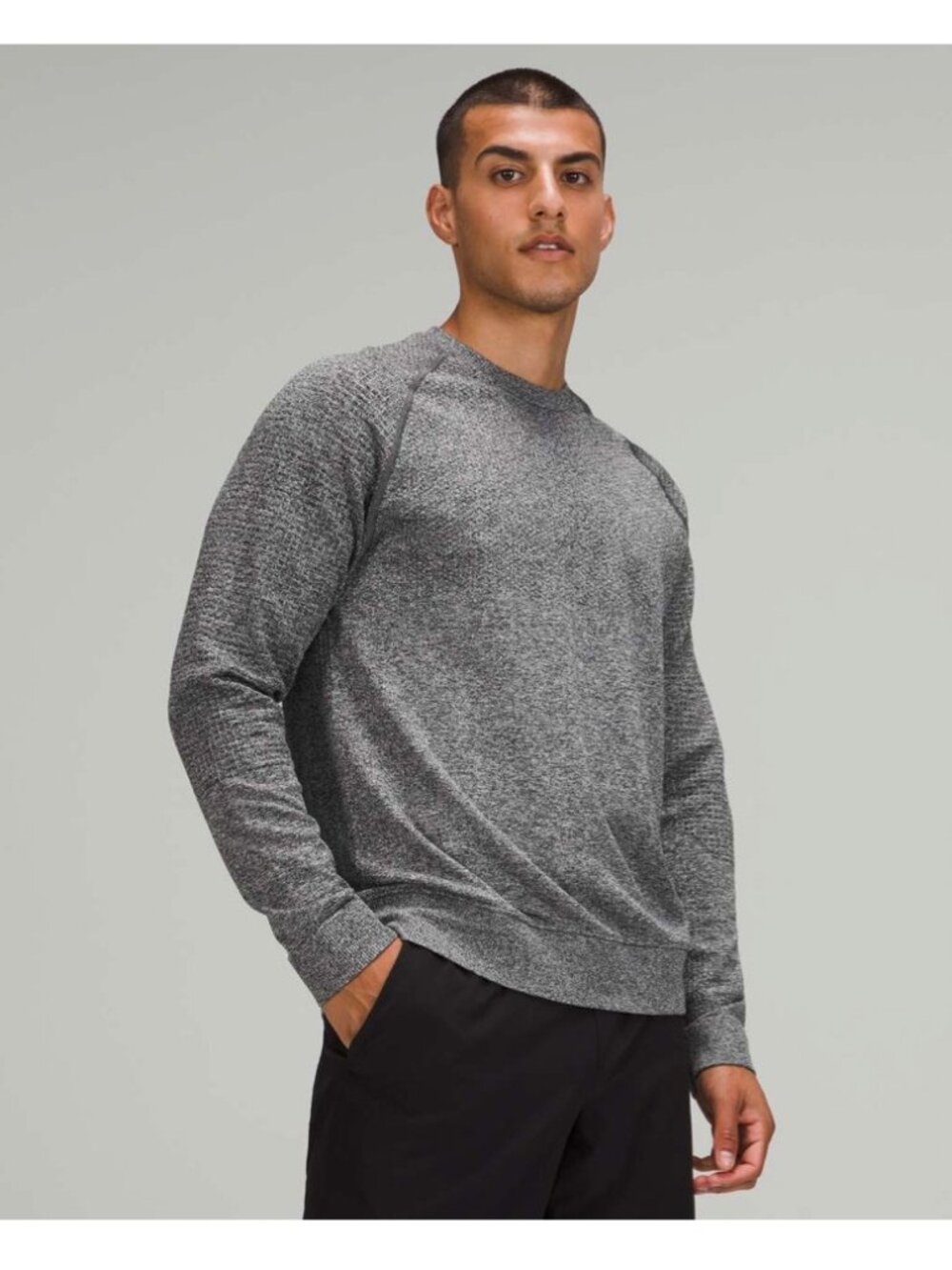Lululemon Engineered Warmth Long Sleeve Crew Mens Large Black White Wool Blend